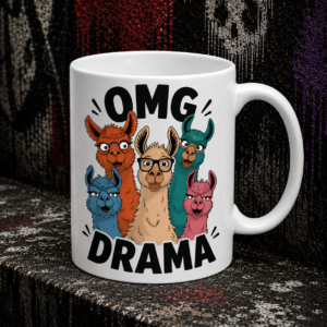 Drama Llama Ceramic Mug – Funny OMG Llamas Coffee Cup (11oz, 15oz)
